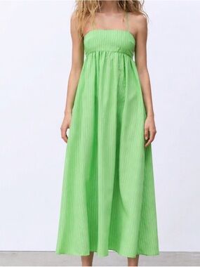 Zara green maxi dress vlogger favorite NWT size XS